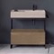 Console Sink Vanity With Beige Travertine Design Ceramic Sink and Natural Brown Oak Drawer, 35